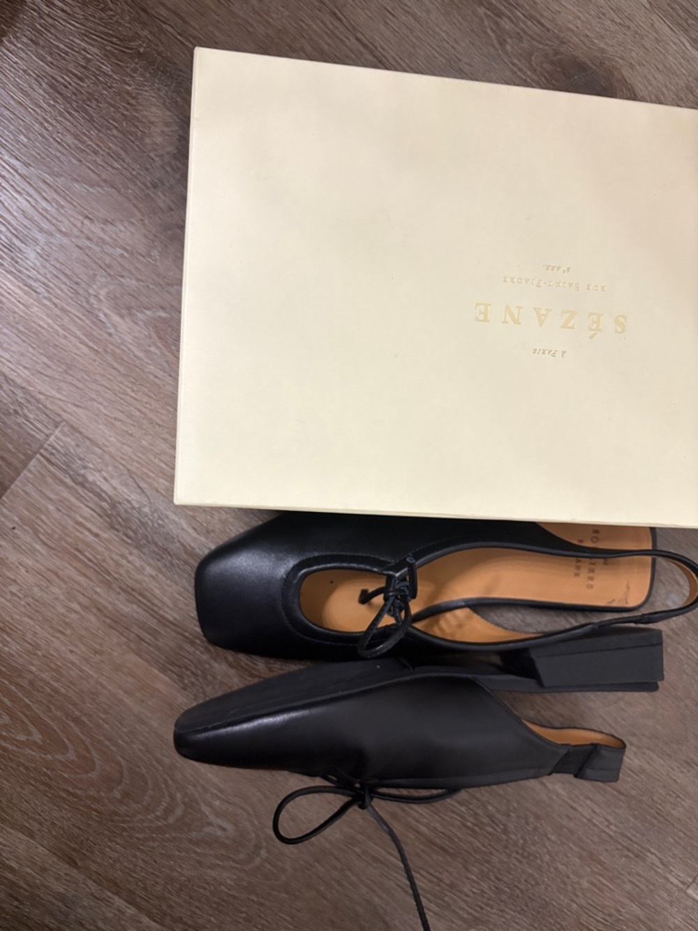 Sézane Black Leather Mary Jane Heels | Square Toe Parisian Classic | Size 36 - Picture 6 of 7
